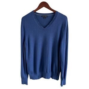 Banana Republic V-neck Silk Cashmere Sweater Blue Large Preppy Academia